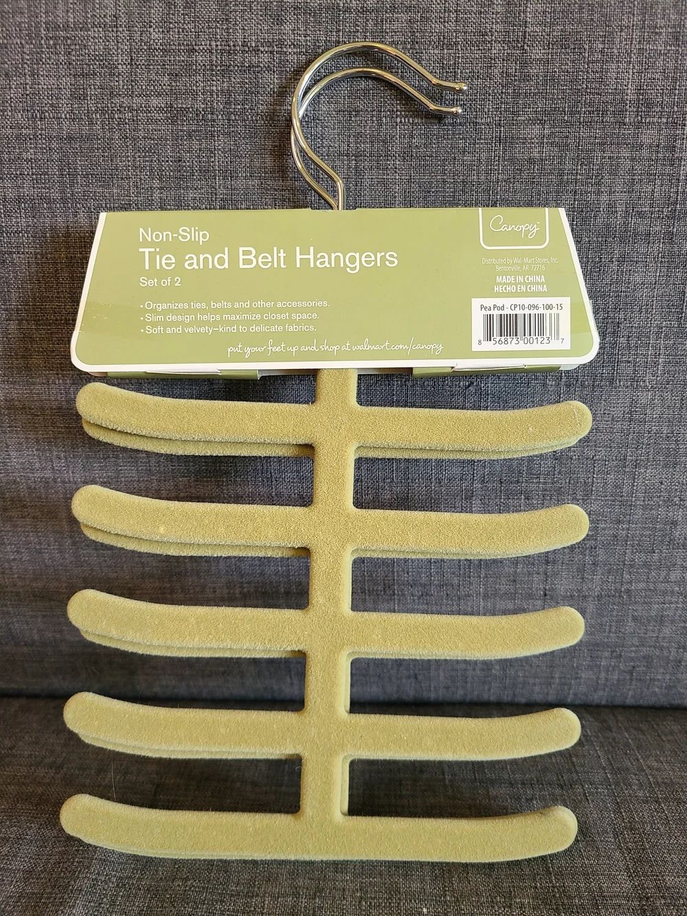 Green Tie and Belt Hangers (2) + Black Multi-Ring Scarf and Jewelry Organizer